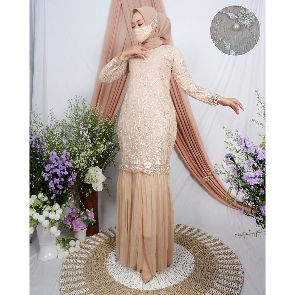 Gamis Tille Duyung Mix Ceruty, Gamis Tille Duyung Ceruty, Gamis Duyung Tille