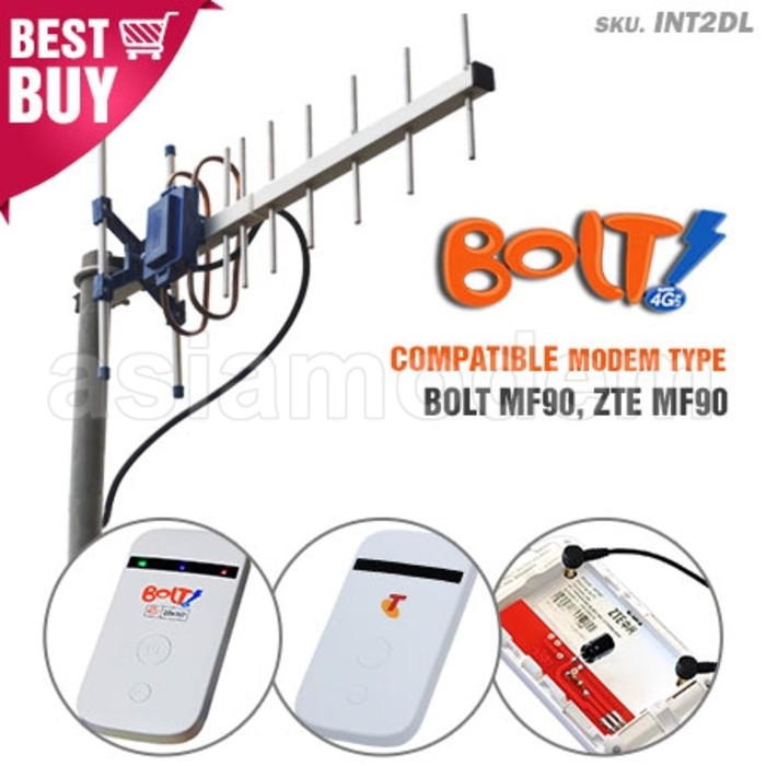 Antena Yagi TXR145 BOLT MF90, ZTE MF90 Free Baterai Dummy Penguat Sinyal Modem 2G 3G 4G Dual Pigtail