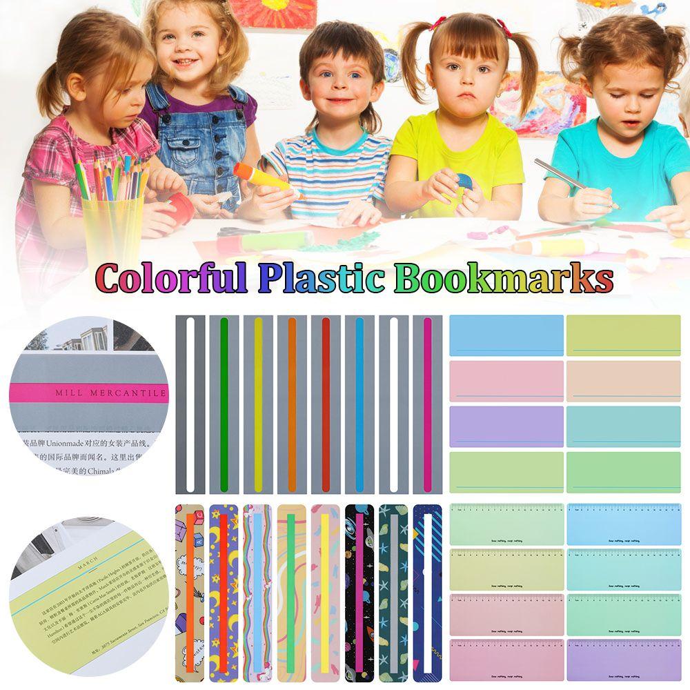 Top 8pcs / Set Pembatas Buku Portable Bahan Plastik PVC Warna-Warni