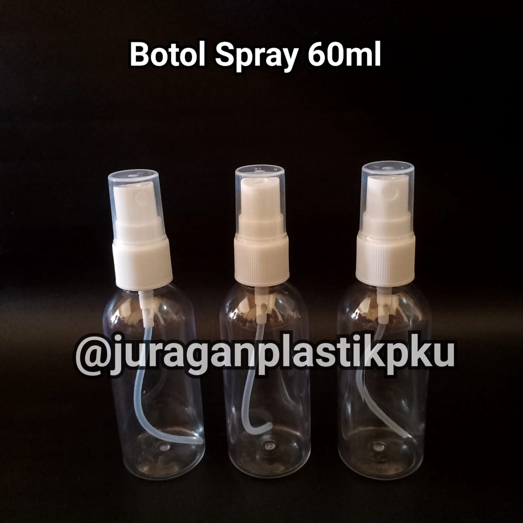 Botol Spray PET Bening 60 ml Tutup Bening | Botol Hand Sanitizer Parfum