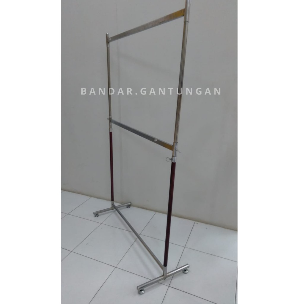 Gawang Baju Pipa Kotak 2 Susun Stand Hanger Baju Rak Baju Croom - BH