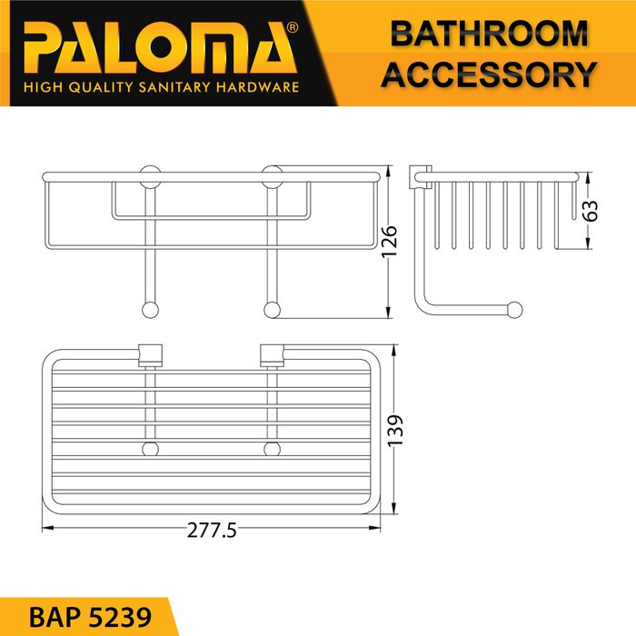 PALOMA BAP 5239 Rak Tempat Sabun Shampoo Dinding Toilet Kamar Mandi