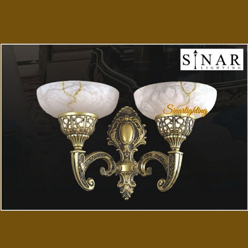 Lampu dinding klasik kaca 2 lampu 8084