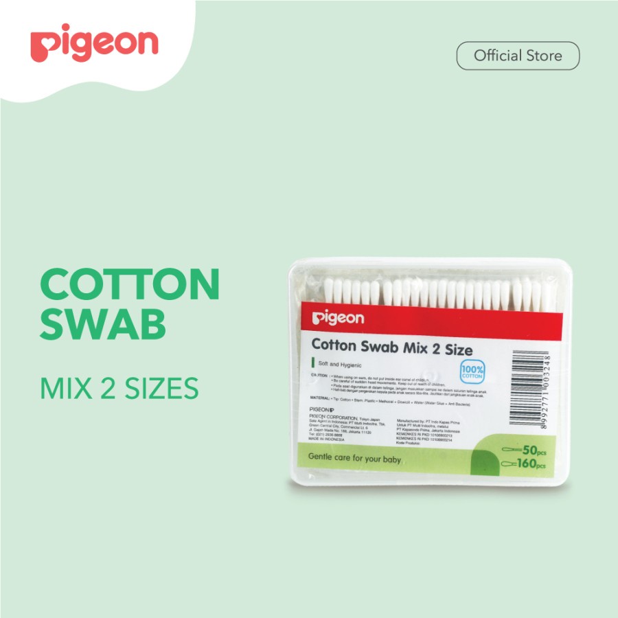 PIGEON Cotton Swab Isi 200 Pcs - Mix 2 Size | Cotton Buds