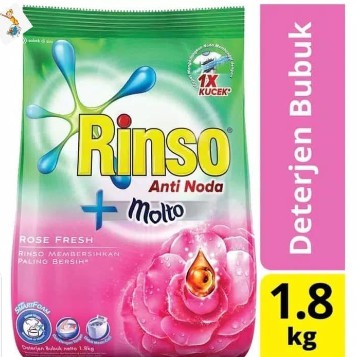 Rinso Rose Fresh Bubuk 1,8 1.8 kg 1.8kg 1800g 1800gr Detergen Anti Noda Molto Deterjen Pink +Molto