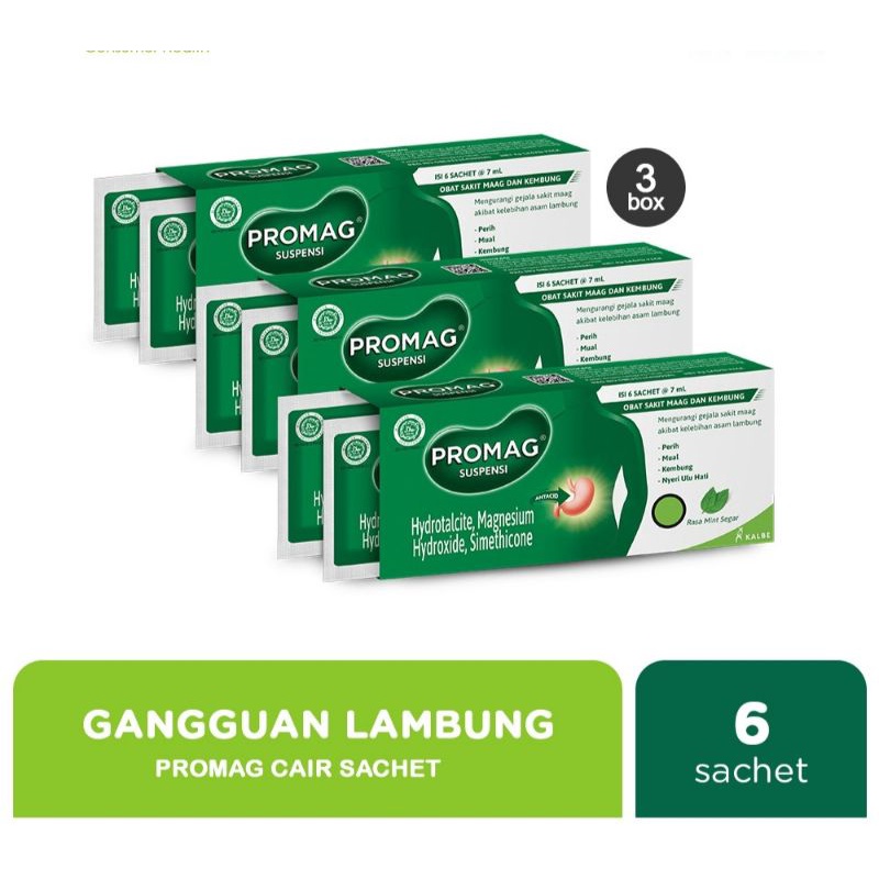 Jual Promag Suspensi Cair Obat Sakit Maag 3 Box @6 Sachet | Shopee ...