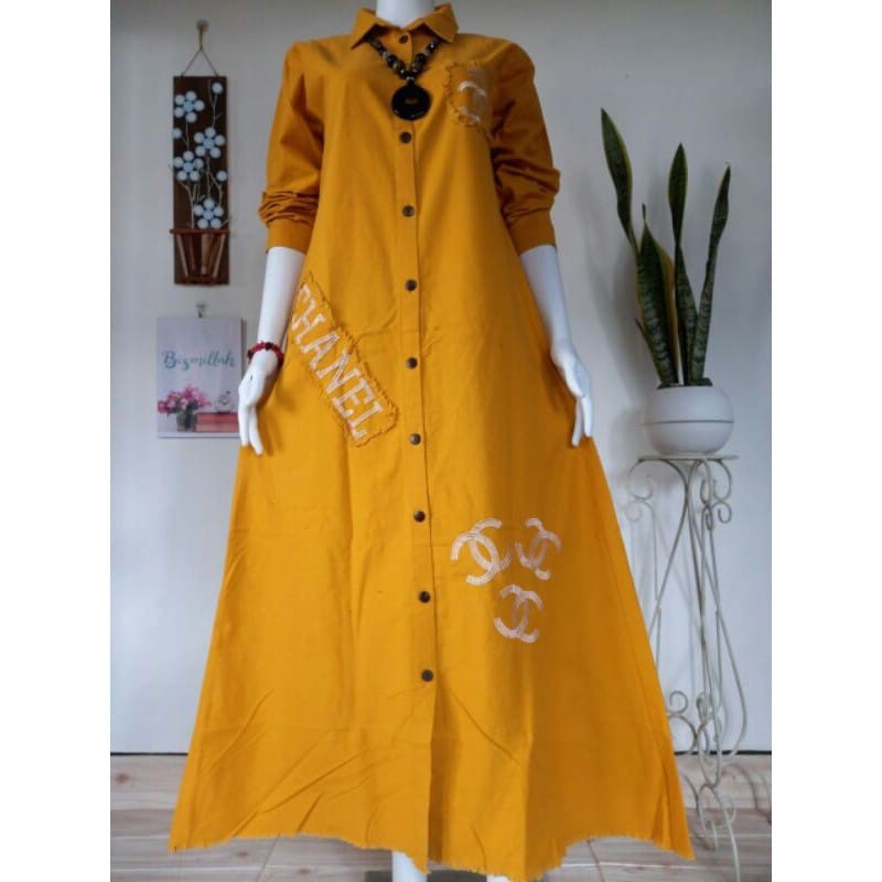 Gamis Wanita Model Terbaru Gamis Katun Baby Canvas Dress Baju Muslim Pakaian Wanita Model Terbaru