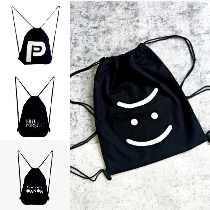 Stringbag tas Ransel Serut Part 1 Bahan Drill hitam Raikantopeni Series Thailand Thai Merchandise Actor string bag drawstring punggung || kiiyoomii ||