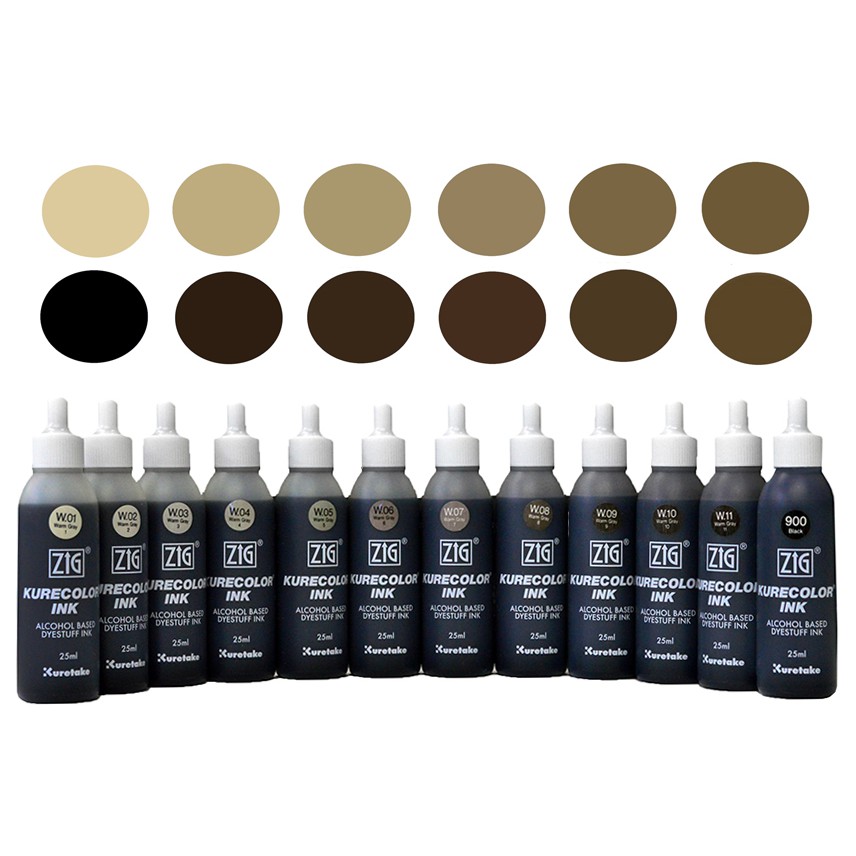 

ZIG KURECOLOR INK WARM GRAY COLOURS 25ml / ALCOHOL INK