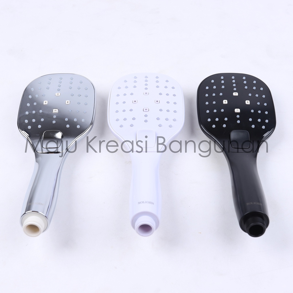 Hand Shower SOLIGEN A302 PVC ABS Chrome Hitam Putih Kamar Mandi Tipe A 302 Kepala Toilet Selang Fleksibel Flexible