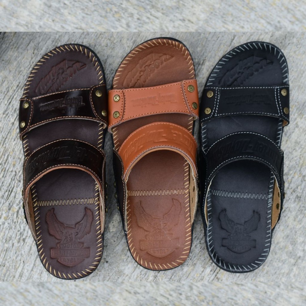 Sandal Kulit Asli Ban 2 Tres MOXXER Full Up Sendal Kulit Asli Pria Sandal Slop Casual / Sendal Jepit Slide