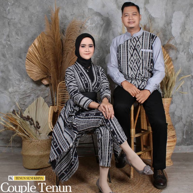 set baju tenun couple - set couple tenun jepara - set wanita & kemeja tenun - tenun couple - couple 