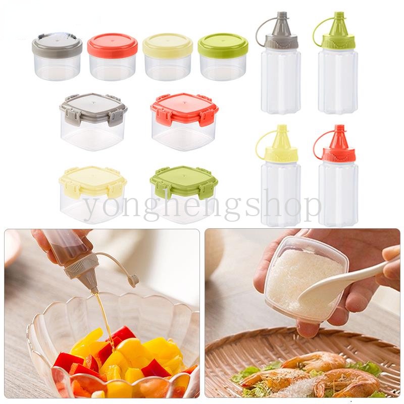 4pcs / set Botol Dispenser Saus / Bumbu / Garam / Kecap / Salad / Bento Mini Portable Untuk Anak