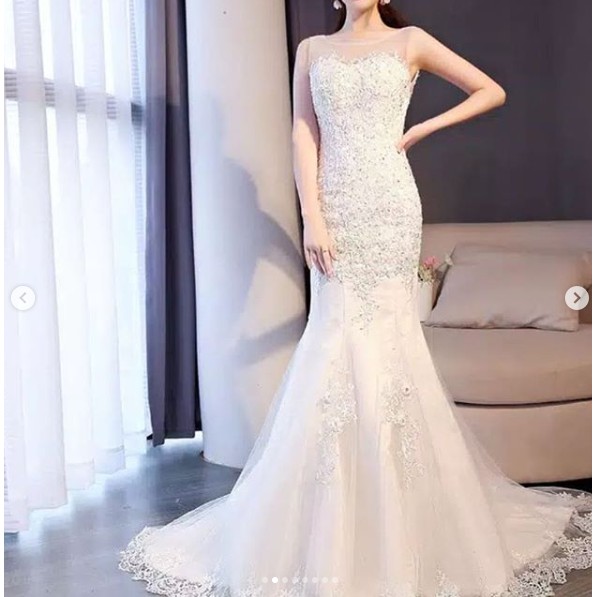 gaun wedding mermaid elegant/gaun pengantin putih model korea