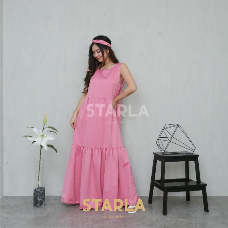 LONG DRESS PLAIN RUFFLE DRESS WANITA CASUAL SLEEVELESS BAHAN SATIN PREMIUM KOREAN DRESS  CASUAL DRESS DRESS KOREA KATE STARLA