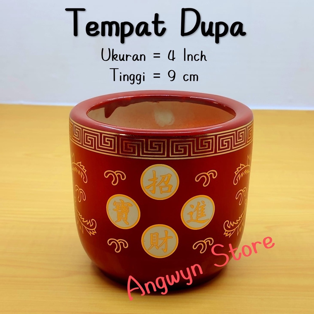 Tempat Dupa / Hiolo Bulat Keramik Maron Ukuran 4 inch