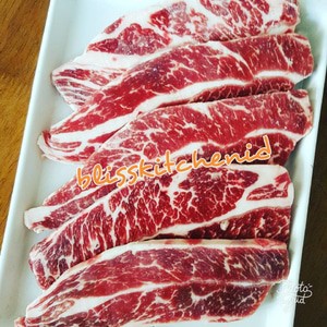 

Daging Sapi US Short Ribs Prime Boneless Beef Galbi / Kalbi Cut 1cm 500gr