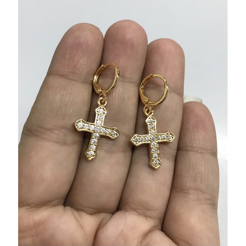 Anting Salib Besar Gold Titanium 23K