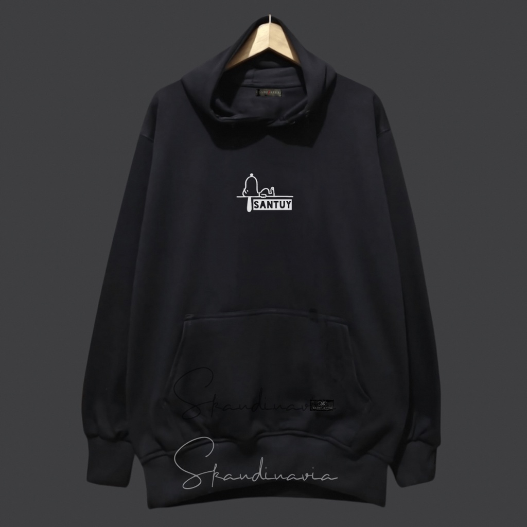 Skandinavia Hoodie Pria Relax montain Black motif simpel Original