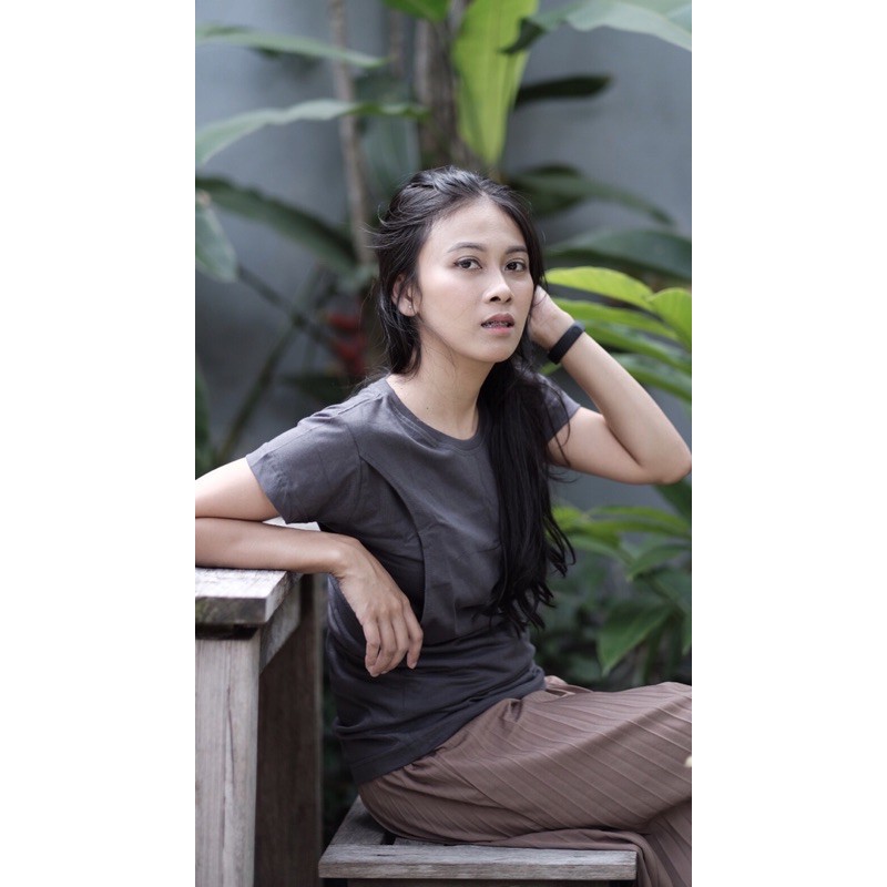 Kaos menyusui / Baju menyusui SIMPANSE Lengan PENDEK 100% Katun-7