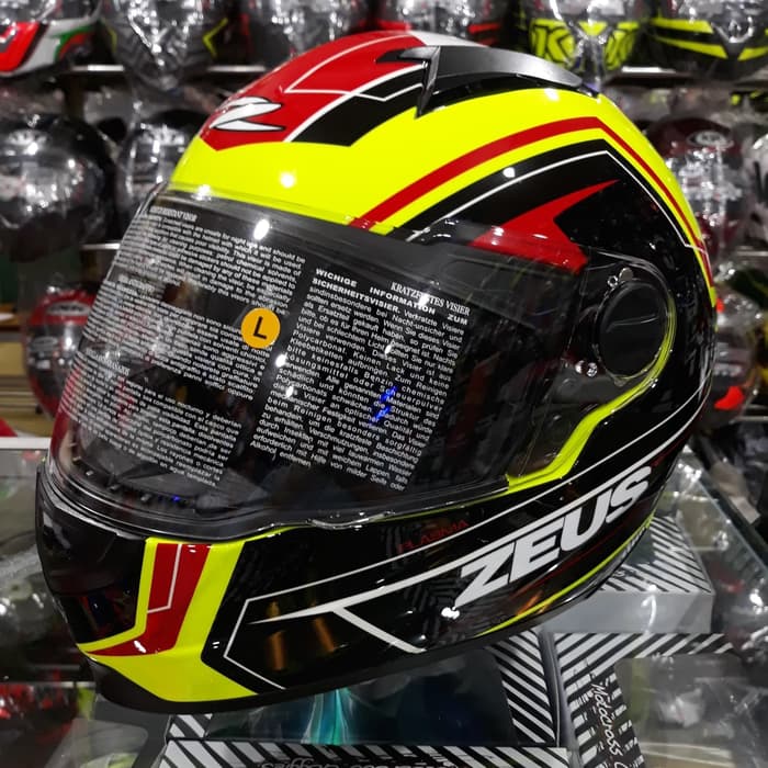 Helm Zeus Z811 Plasma AL5 Yellow Fluo / Red + Free Dark Visor