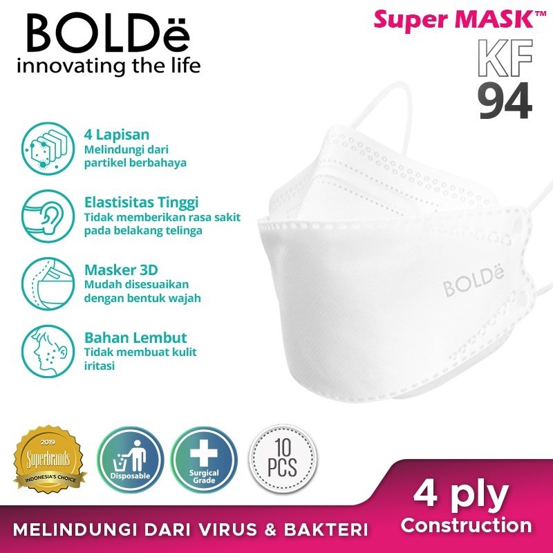 BOLDe Super Mask KF 94 4 ply izin Depkes - Korean Mask - Masker Medis 3D