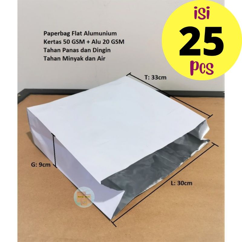 

Kantong Kertas Alumunium L 30x9x33 cm (isi 25 pcs)