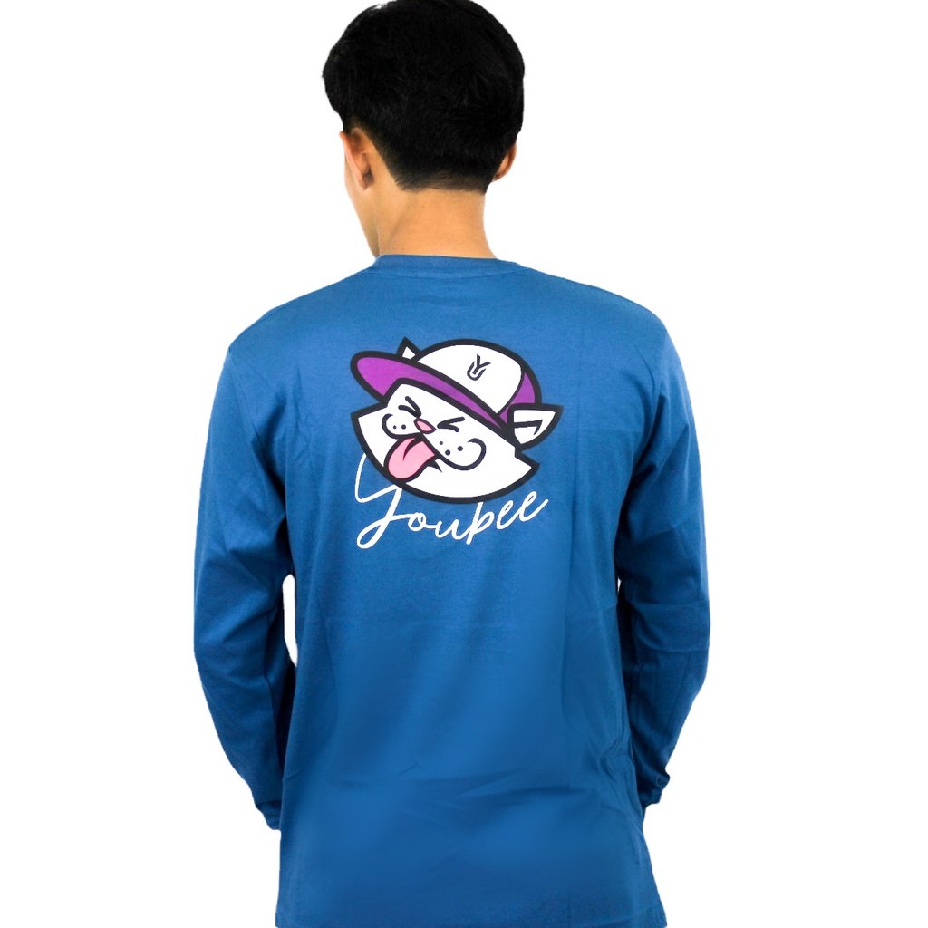 Youbee Limited - Longsleeve Cartoon | T-Shirt Pria | Kaos Pria | CATT BLUE