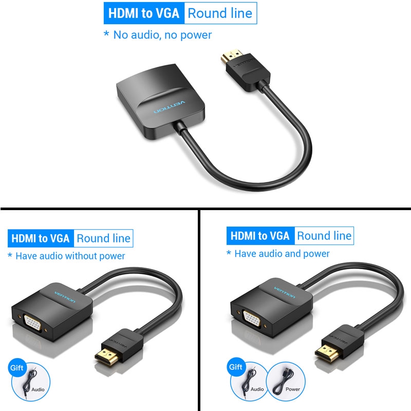 Vention Konverter HDMI To VGA Adapter with Audio USB Cable