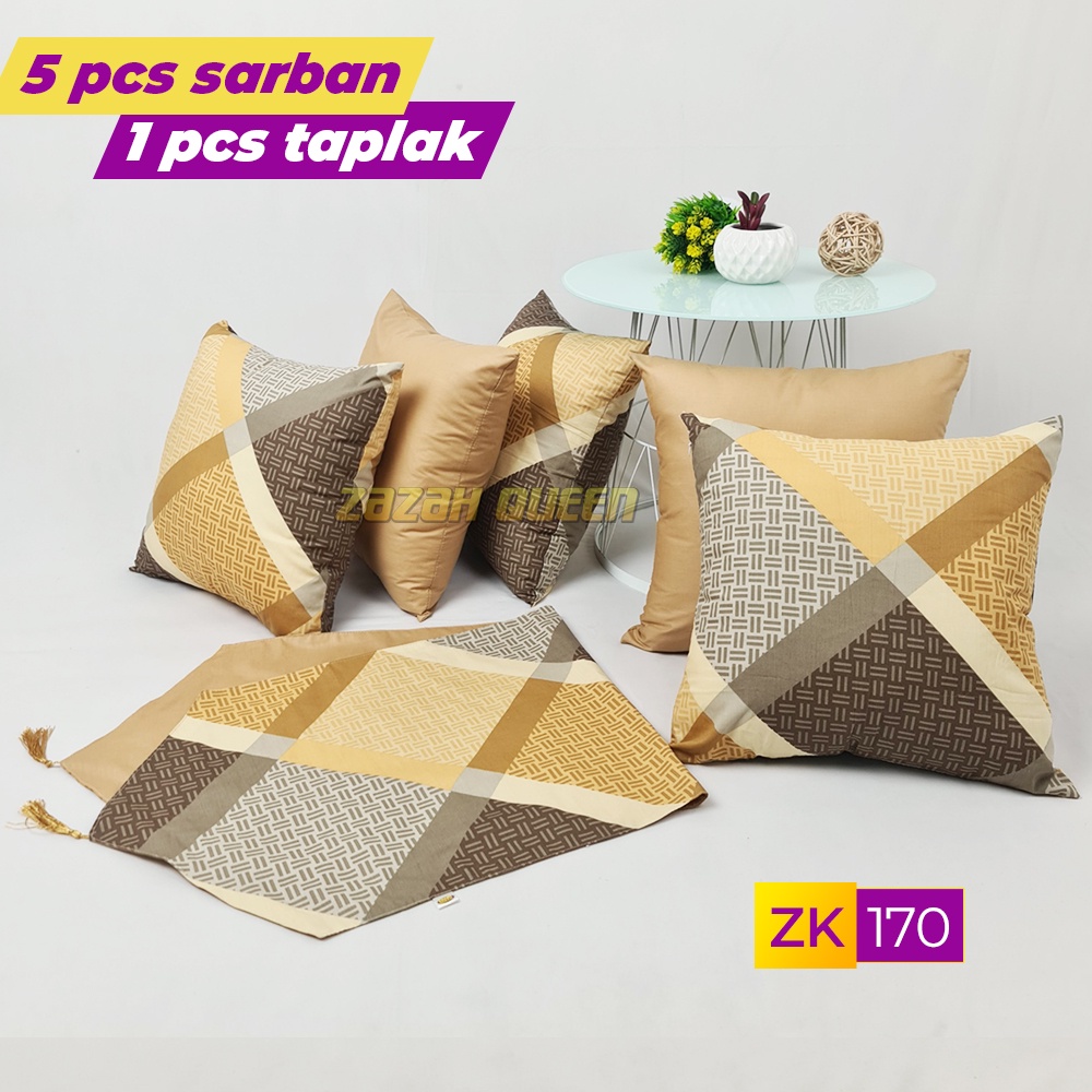 Paket Sarung Bantal Sofa dan Taplak Meja Tamu - Motif Lengkap