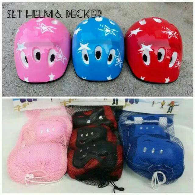 Set Helm Sepeda Sepatu Roda Anak Dekker Lutut Deker Set Helm Sepeda Sepatu Roda Anak Dekker Lutut Deker