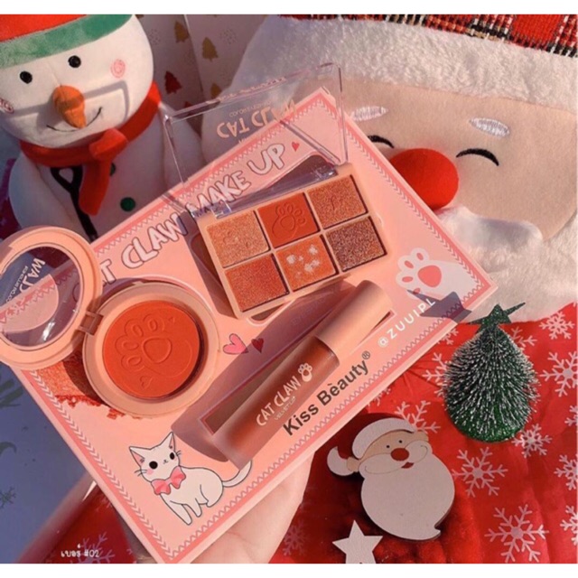 [Per Pc] Kiss Beauty Cat Claw Set 3in1 Eyeshadow, Blush On, Lipcream