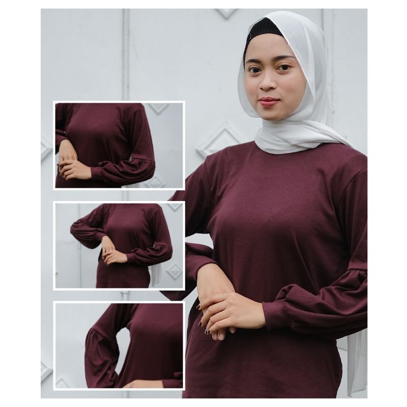 RACHEL TOP WAFFLE / BLOUSE LENGAN BALON PREMIUM
