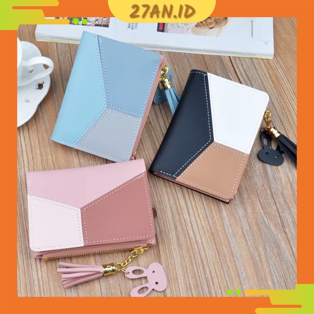 DOMPET LIPAT WANITA 1150 DOMPET WANITA GRADASI 3 WARNA DOMPET WANITA PENDEK RESLETING DOMPET KOIN