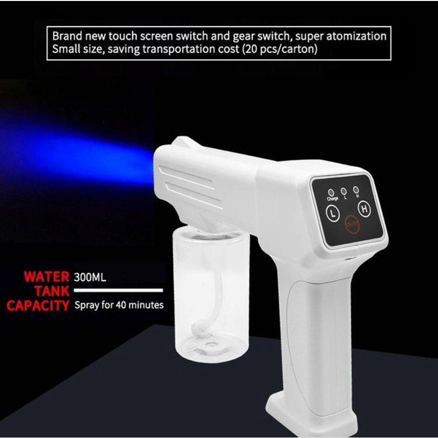 NANO SPRAY GUN DISINFECTANT FOGGING STERILIZER ANTI VIRUS BAKTERI KUMAN PORTABLE WIRELESS 300ML