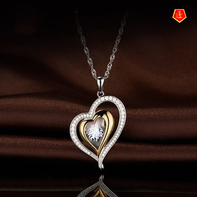 [Ready Stock]Elegant Heart-Shaped Lady Zircon Pendant Korean Style Fashion