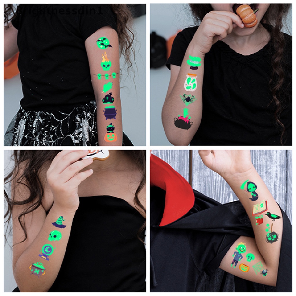 1 Stiker Tato Fluorescent Tahan Air Dan Keringat Untuk Halloween