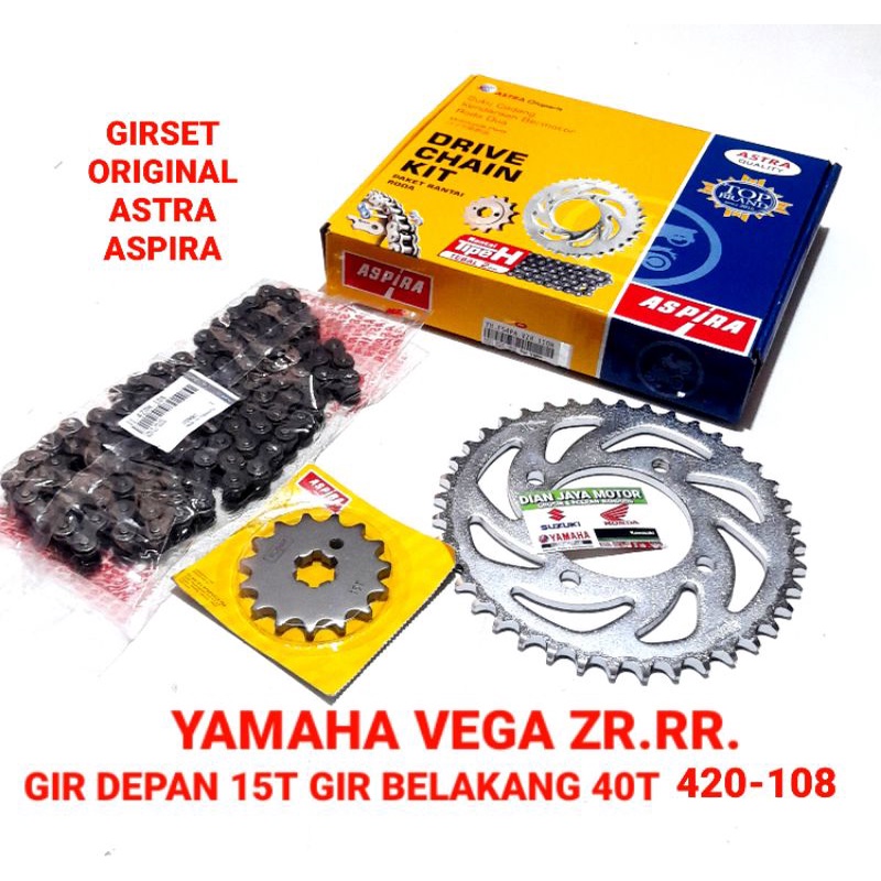 GIRSET VEGA ZR .RR 15T/40T 420-108 ORI ASTRA ASPIRA GEARSET VEGA ZR JUPITER Z1 VEGA FORCE DRIVE CHAI