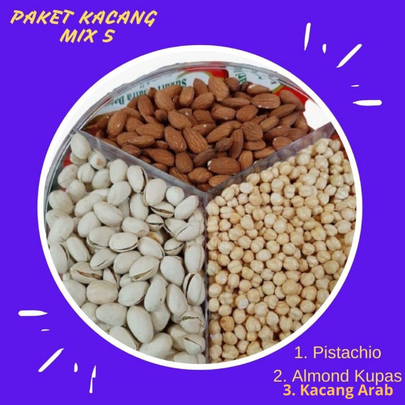 

PAKET HAMPERS MURAH 150 RIBUAN Pistachio Almond Kupas Kacang Arab PAKET MIX 5