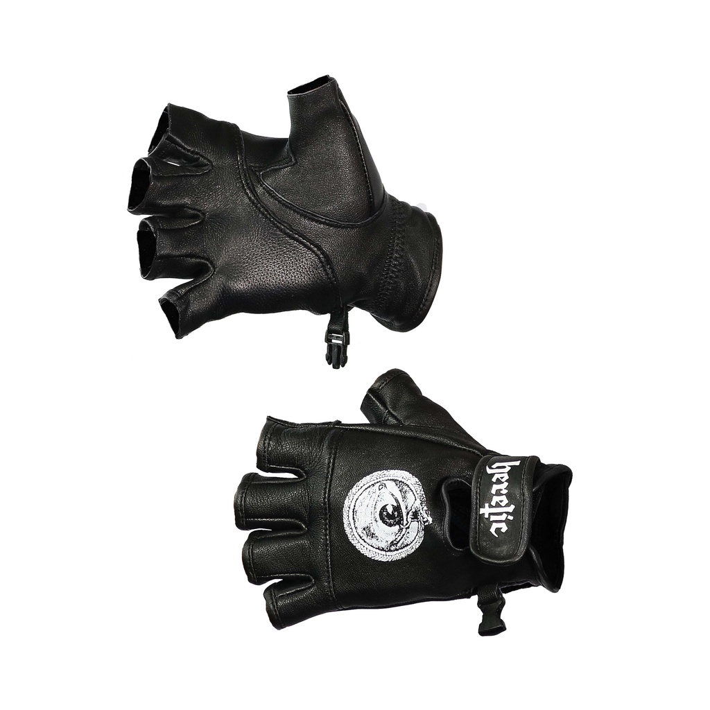 Heretic - Fingerless Leather Gloves - Sarung Tangan Kulit - Snake Eye