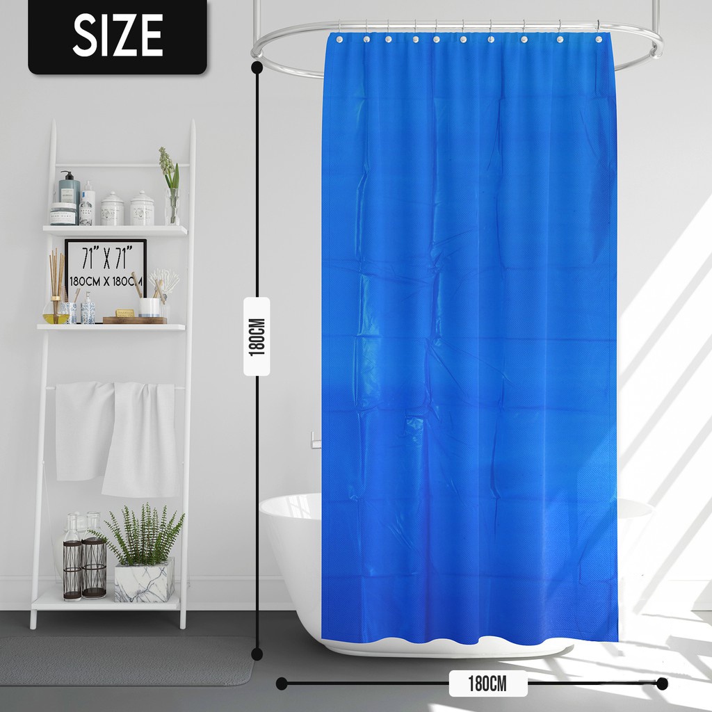 ( SerbaSerbi )Horden Kamar Mandi Polos Shower Curtain /Tirai Kamar Mandi 180x180 cm &amp; Ring Untuk Pengait _Bahan Peva