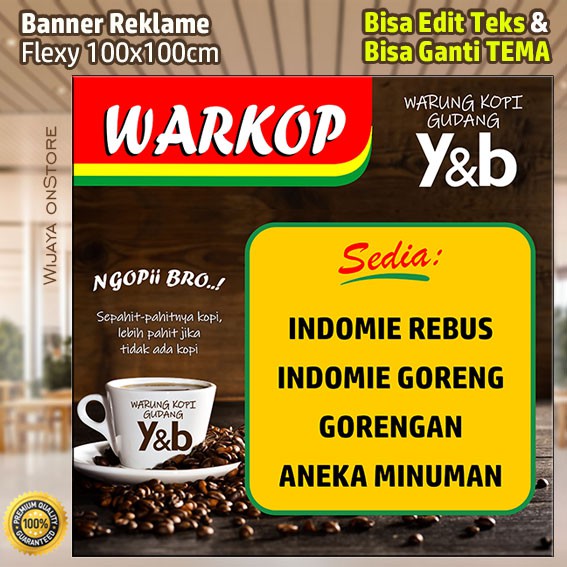 Banner Warkop Spanduk Warung Kopi Indomie Usaha Makanan 1m Custom Edit Design Dan Cetak Shopee Indonesia