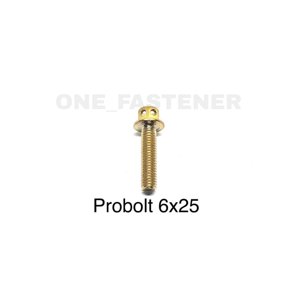 Baut Probolt Flange Bolt M6x25 YELLOW blok mesin 6mm 2.5cm 6x25 emas K8 kunci 8