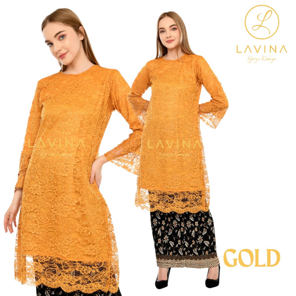 KEBAYA TUNIK BRUKAT MUSLIM MODERN DENGAN ROK PLISKET