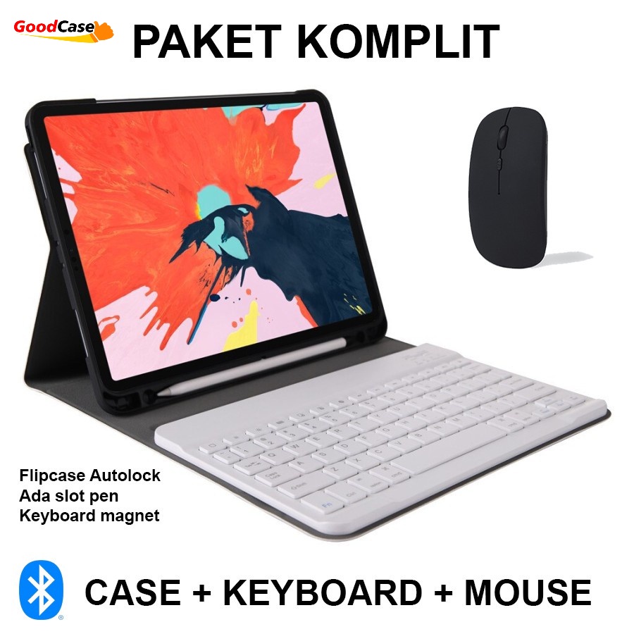 PAKET SUPER LENGKAP Samsung Galaxy Tab S6 Lite P610/ P615 | Tab S7 T870 | A8 2022 X205 | S8 X700/ X706 | S8+ X800/ X806 | S7+ T970/ S7 FE 5G T736 | T290/T295 | A7 T500/T505/ A7 Lite T220/ T225 | P200/ P205 Keyboard + Sarung + Mouse Bluetooth Book Case