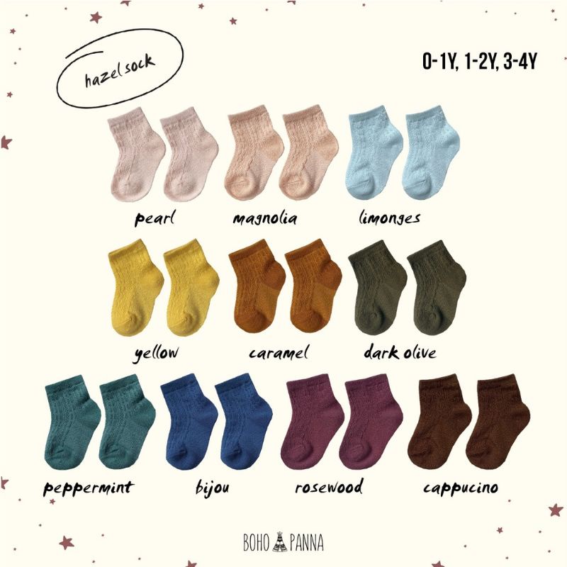 Bohopanna Bohobaby Hazel Socks Basic Socks 0-1Y Kaos Kaki Bayi Polos