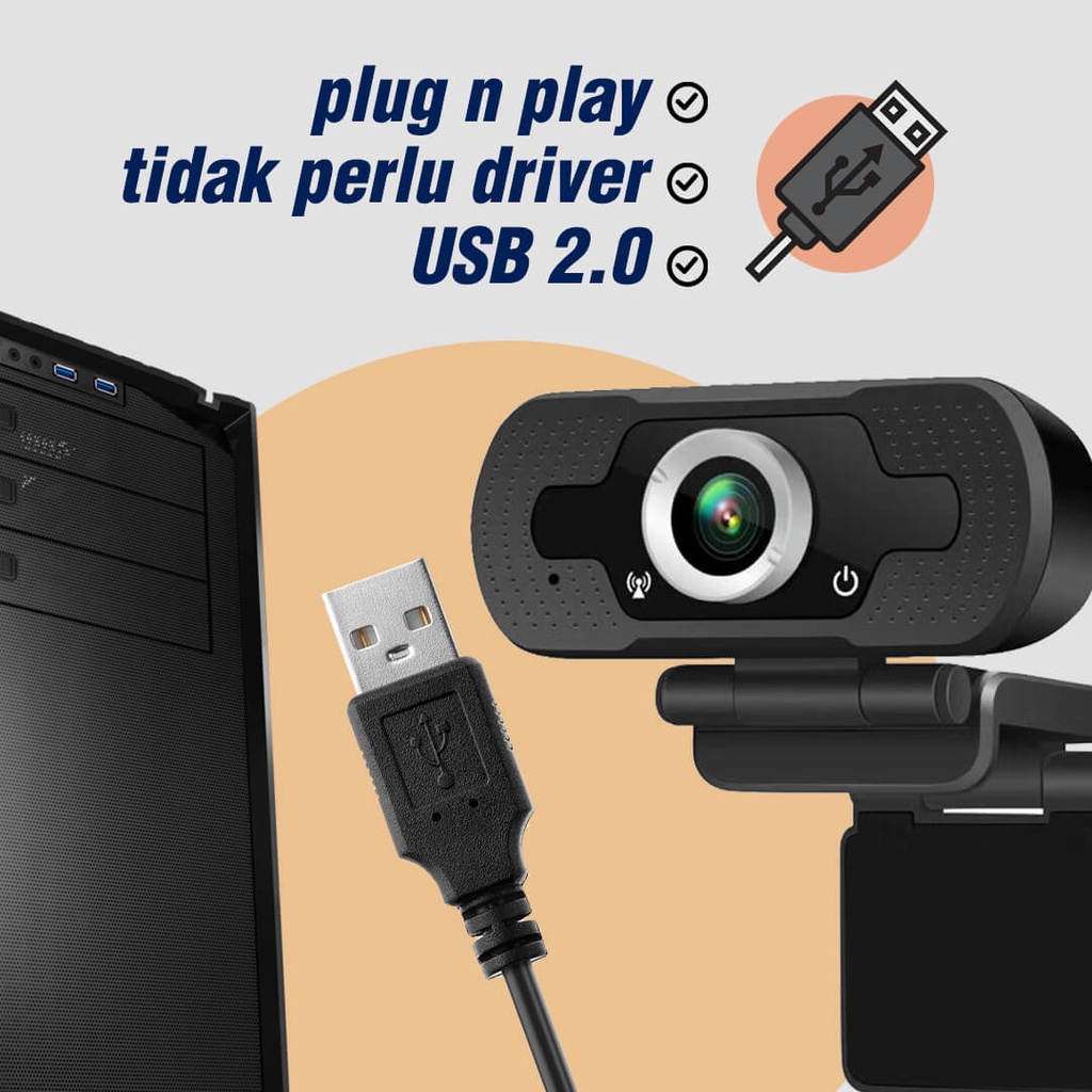 Webcam PC Laptop Full HD 1080P FREE Tripod | Web Camera USB Mini | Kamera Web Cam Calion CAL-2006WA