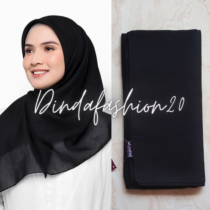 Elzatta Keisha Sadia Jilbab Kerudung Segiempat Polos Bahan Polycotton size 110x110cm-801 Hitam