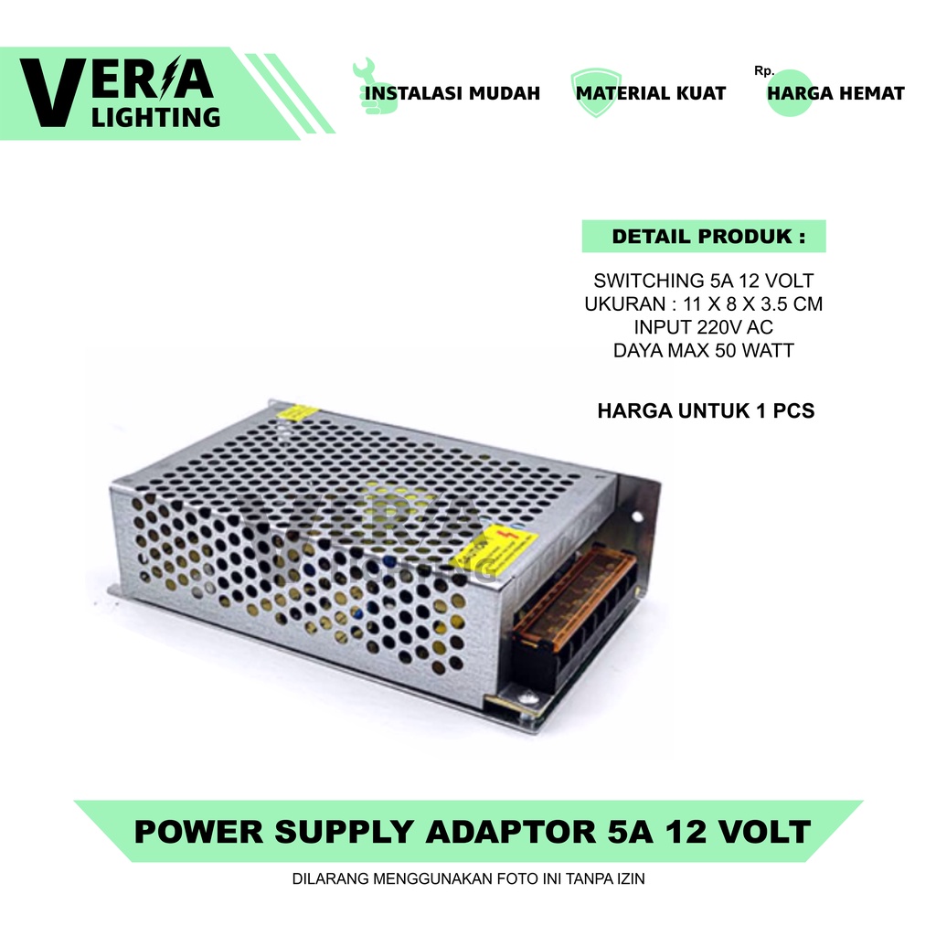 Trafo 12V 5A / Adaptor Power Supply 5 Ampere 12 Volt
