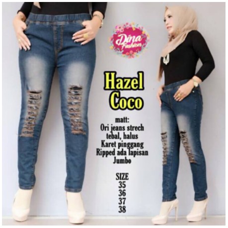 HAZEL COCO jegging jeans jumbo bahan melar [DMA brwn]